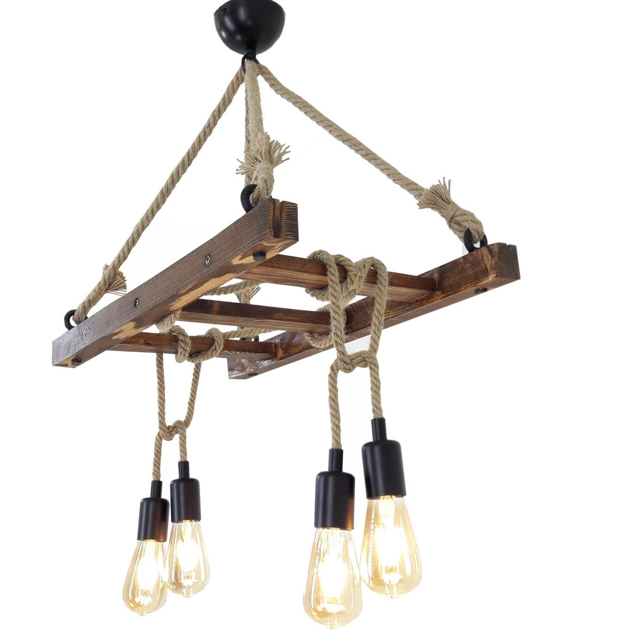 Candelabru All Design, handmade, 80x34x60 cm, Walnut - imagine 4